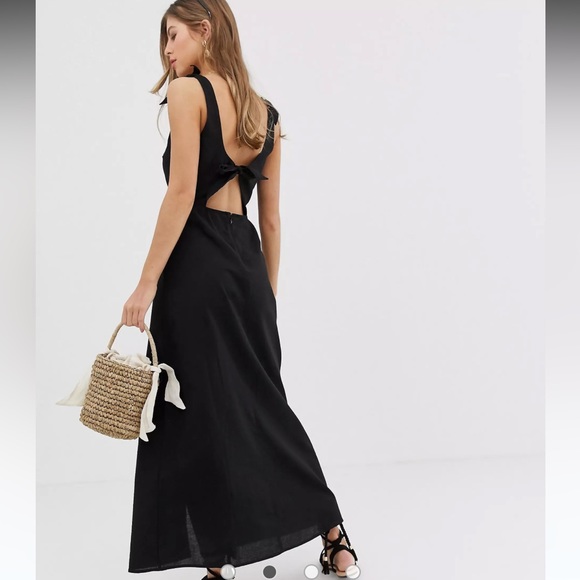 ASOS Tie Back Linen Maxi Dress - Picture 6 of 6